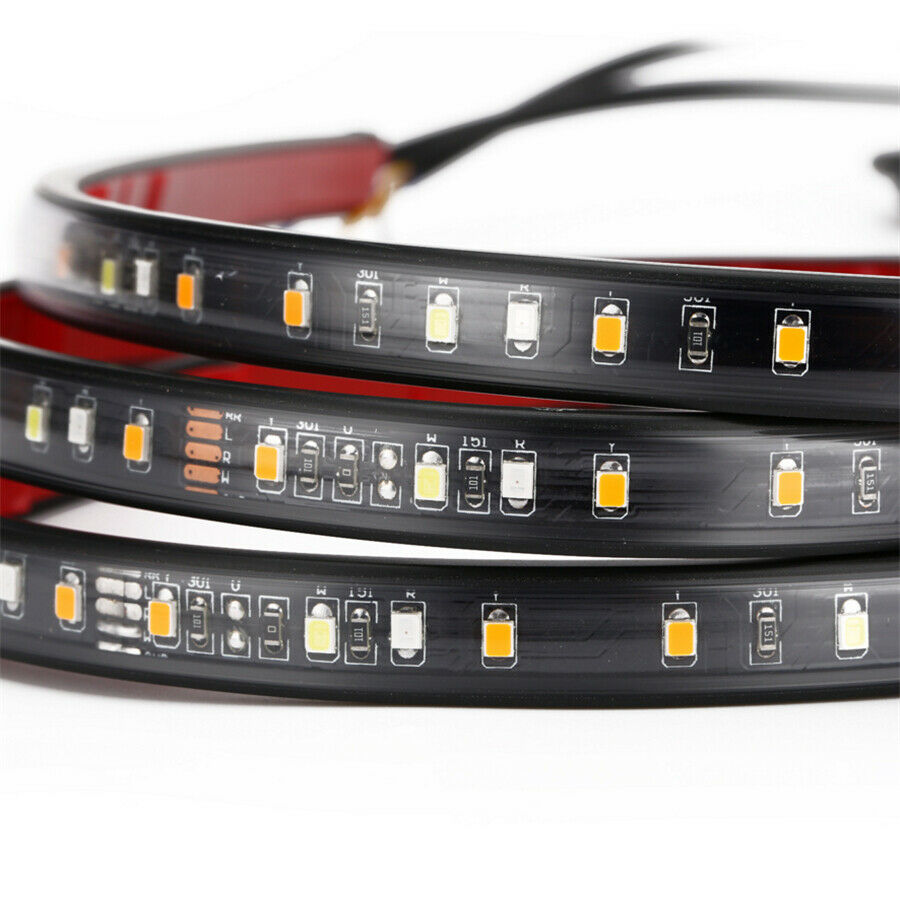 2 Pcs 60" LED Strips For Car Pedal Amber Running and White Door Open & Unlock