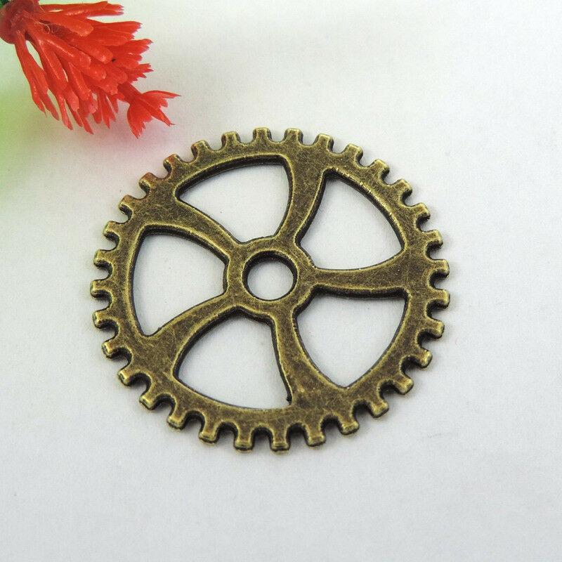12pcs Antiqued Bronze Alloy Steampunk Gear Charm Pendant Jewelry Findings 30x2mm