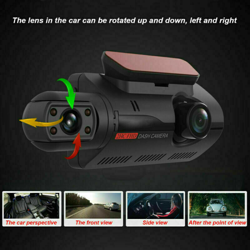 1080P Dual Lens Front & Inside Dash Cam Video Recorder Car DVR Night Vision