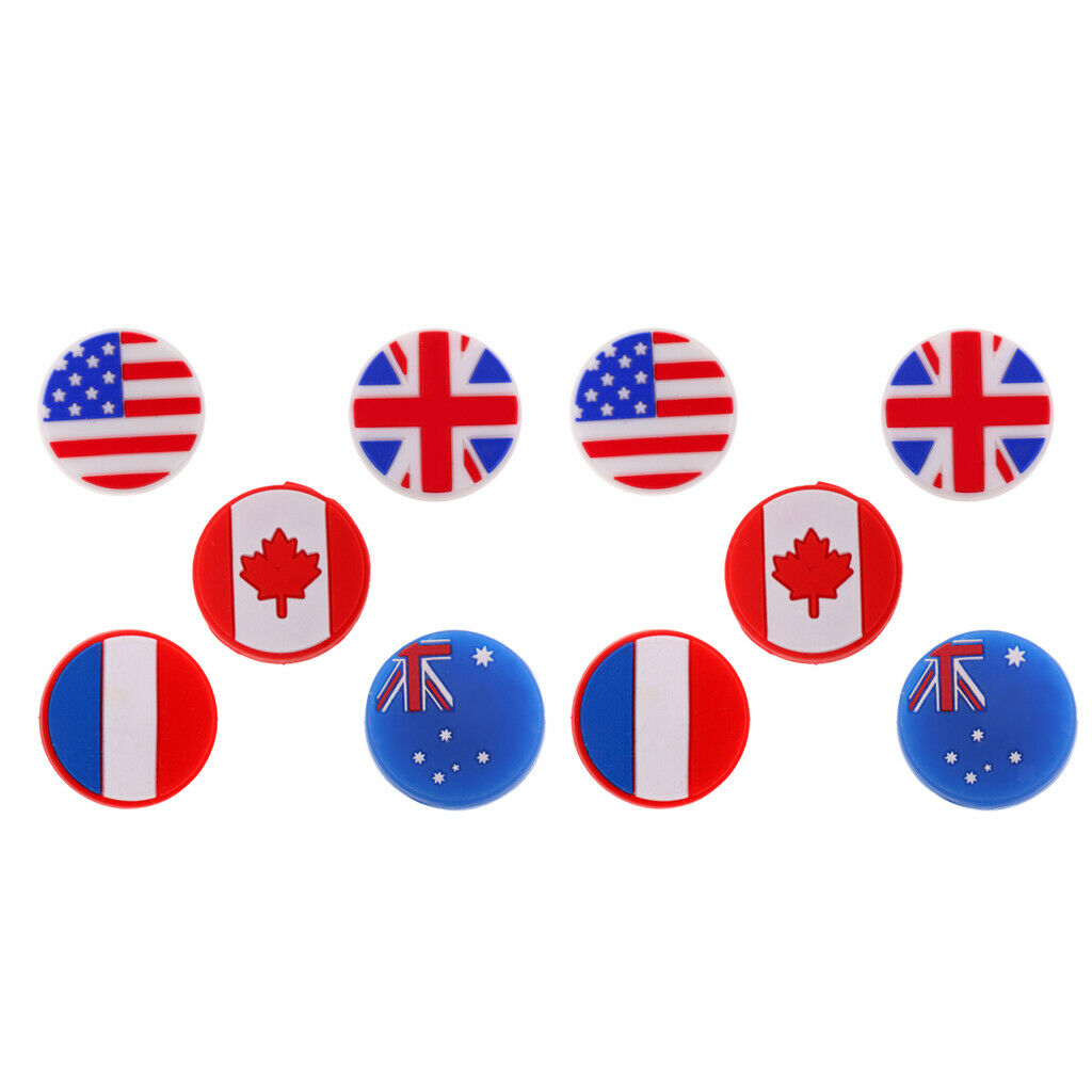 10 Pieces National Flag Silicone Tennis Vibration