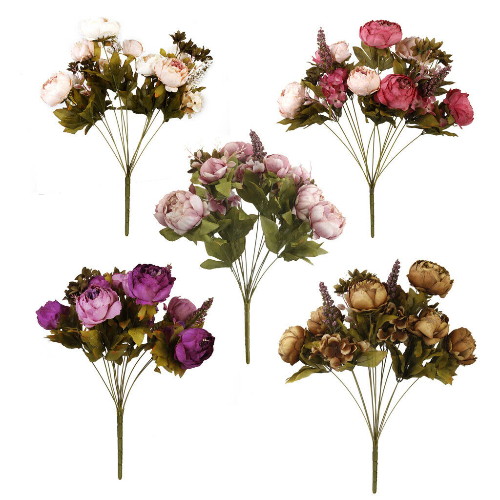 Pink Artificial Silk Peony Silk Flowers Bouquet Home Decorations