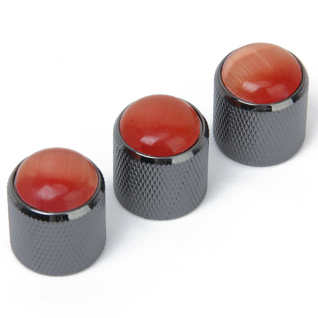 3pcs Volume Tone Control Knob for Electric Guitar - Black with Red Top