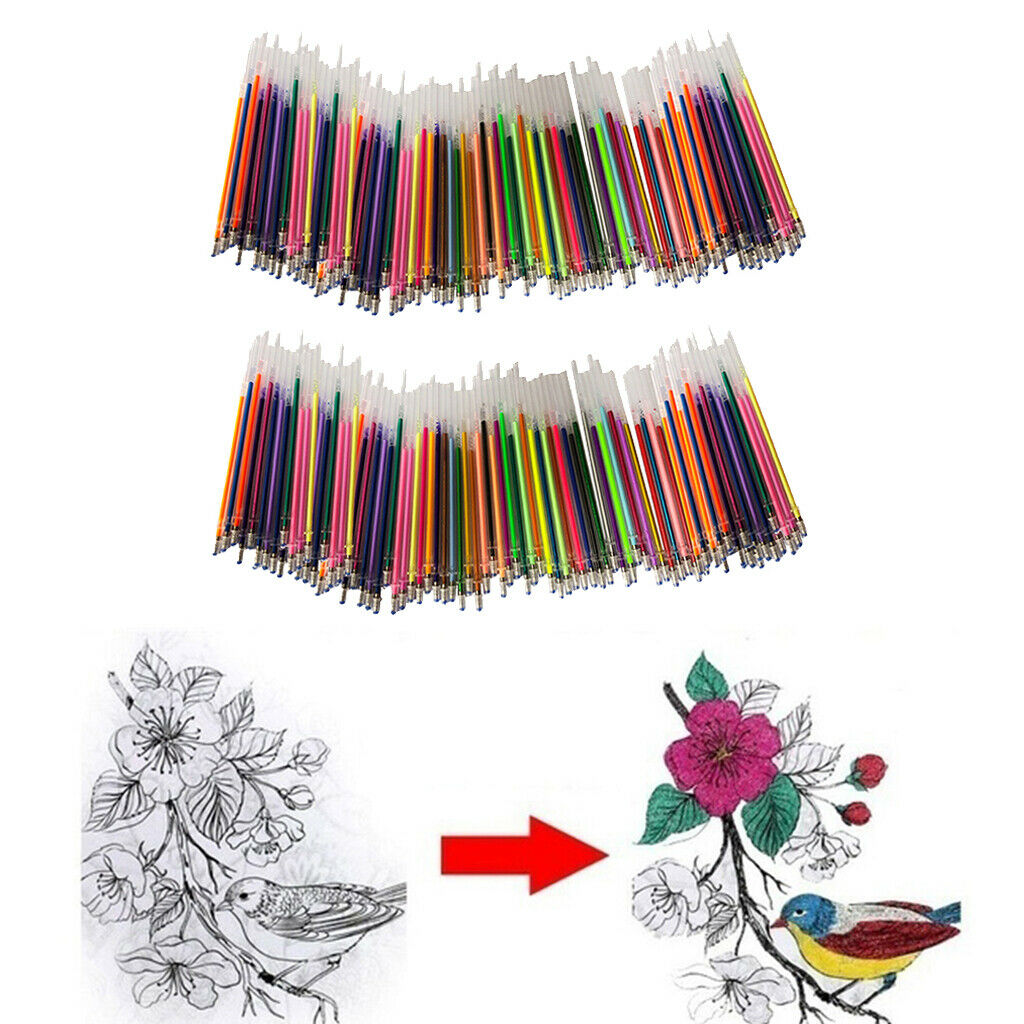200x Gel Ink Pen Refills for Gel Pens Marker Highlighter Fluorescence Neon 0.8mm