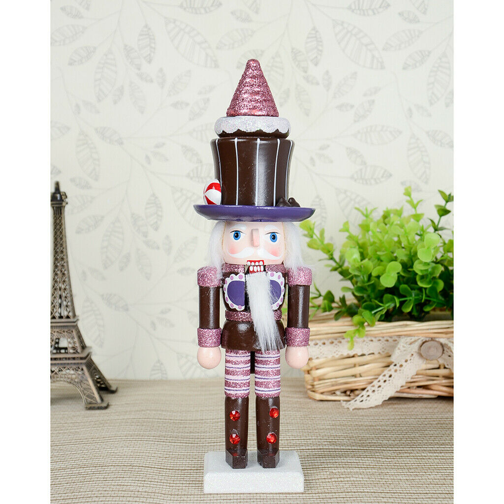 25cm Wooden Solider Nutcrackers w/ Cake Cookie Hat Christmas Decoration Ornament