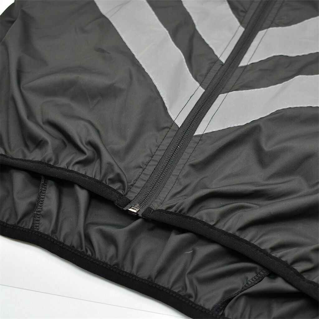 Cyling Coat Light Reflective Waterproof Jacket Sports Windbreaker Black XXXL