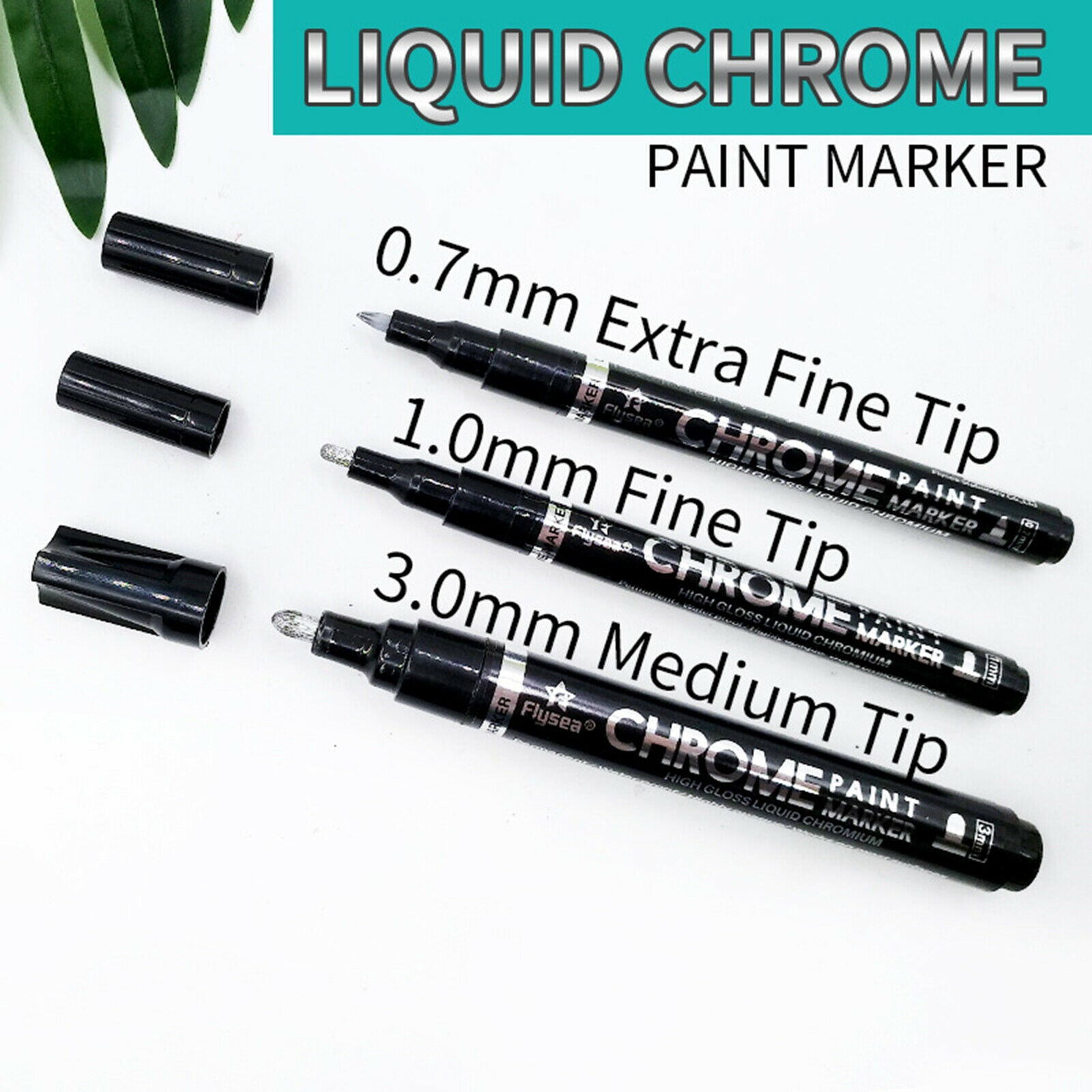 Liquid Chrome Marker Paint Pen Oil-Based Permanent for Metal Glass Plastic