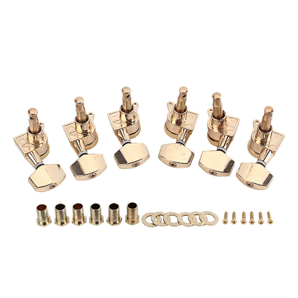 6Pieces Guitar String Tuning Pegs 3R3L for Acoustic Guitar Parts Golden