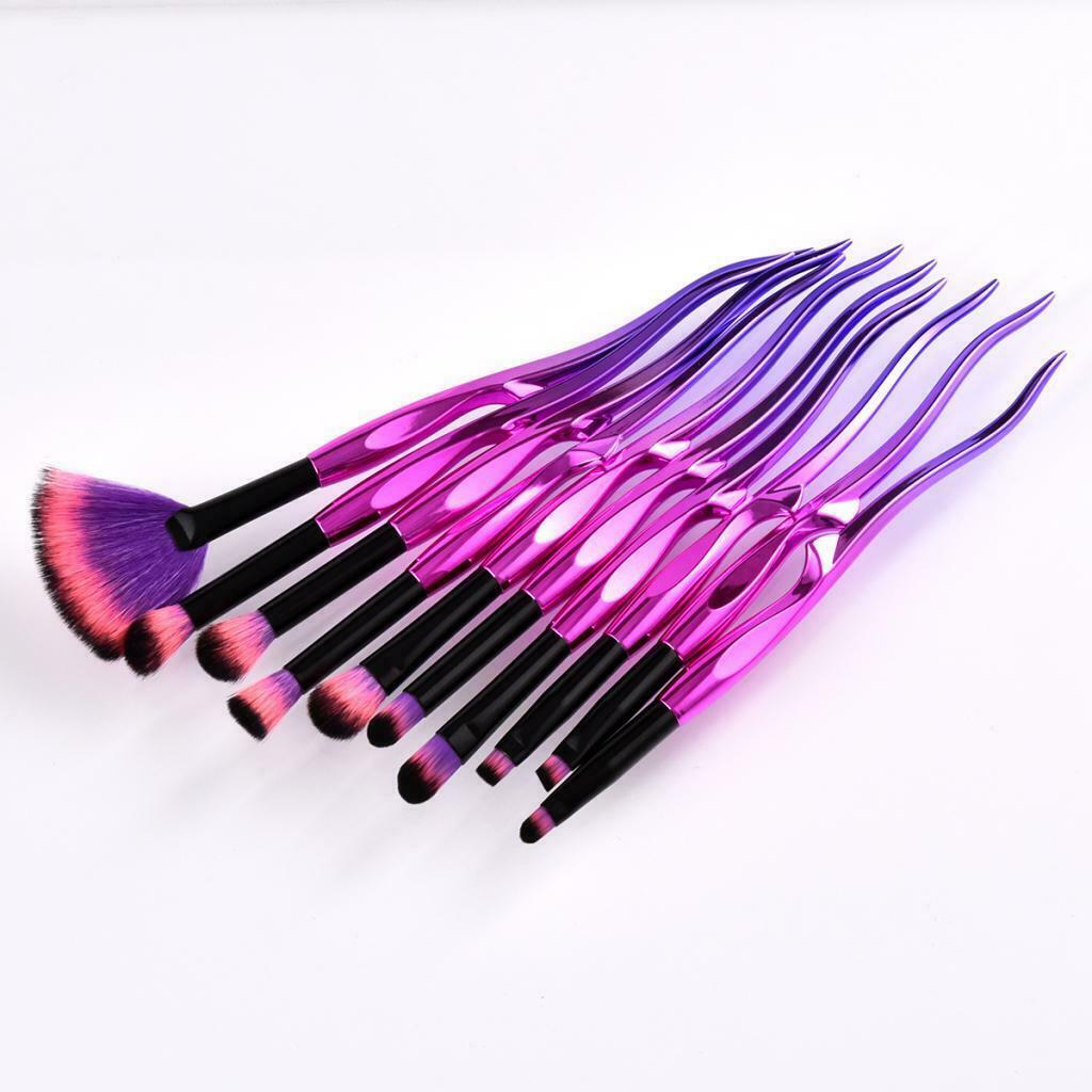 10 Pieces Kabuki Cosmetic Set Powder Foundation Eyeshadow Lip Makeup Brushes