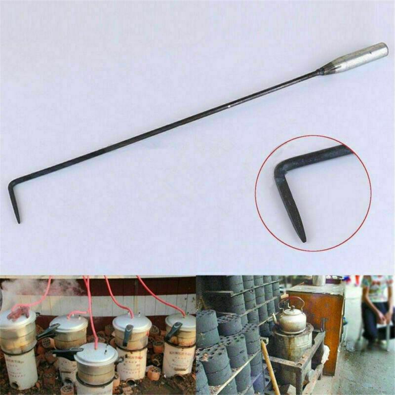 1PC 43CM Long Steel Open Hook Pit Fire Poker Fireside Coal Stove Fireplace Tool