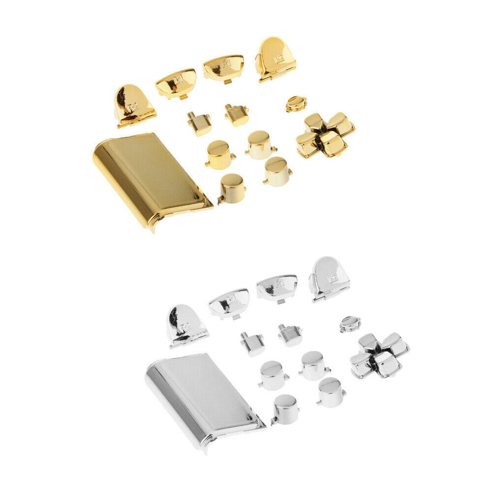 2Piece Replacement Chrome Plating Buttons and Touchpad for PS4 Controller