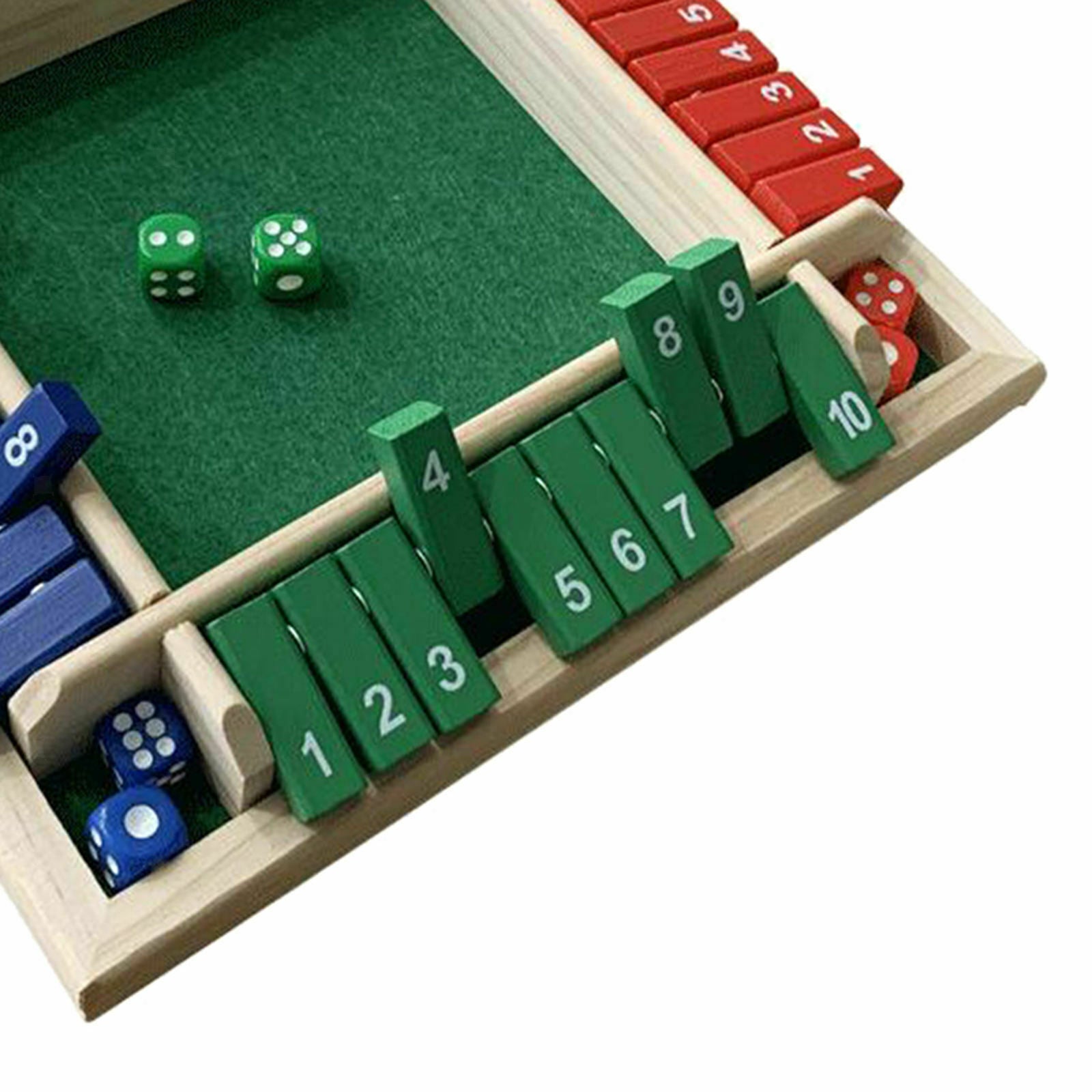 Wood 4-Sided 1-10 Numbers Shut the Box Dice Board for Family Fun Games