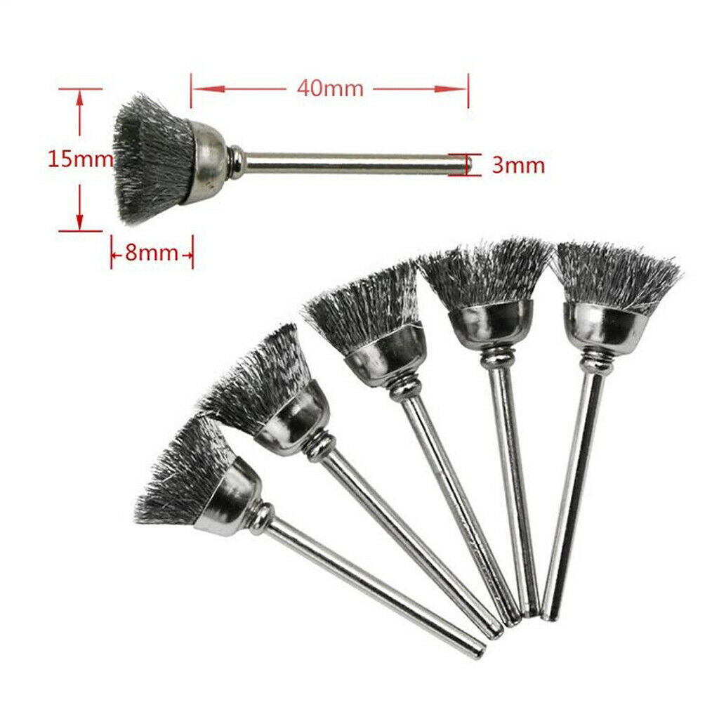 15pcs 6mm 15mm 25mm Steel Wire Wheel Rust Cleaner Brush Pen Cup Polishing