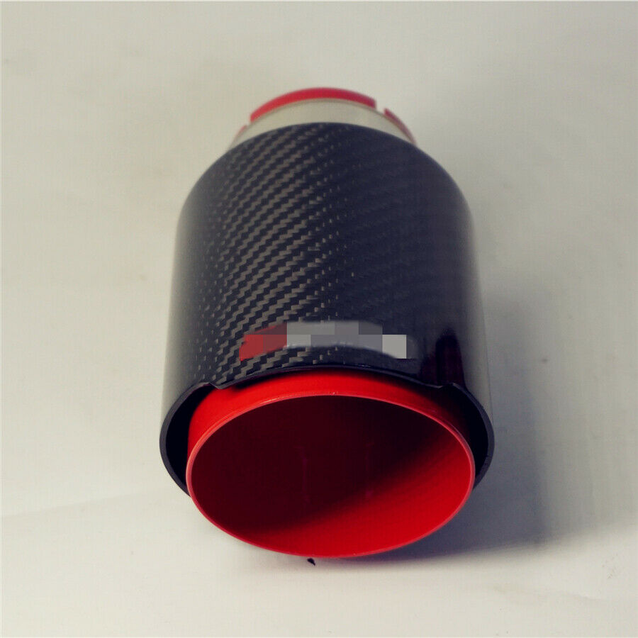 2.5'' Innet Universal Exhaust Pipe Muffler Black & Red Real Carbon Fiber Car SUV