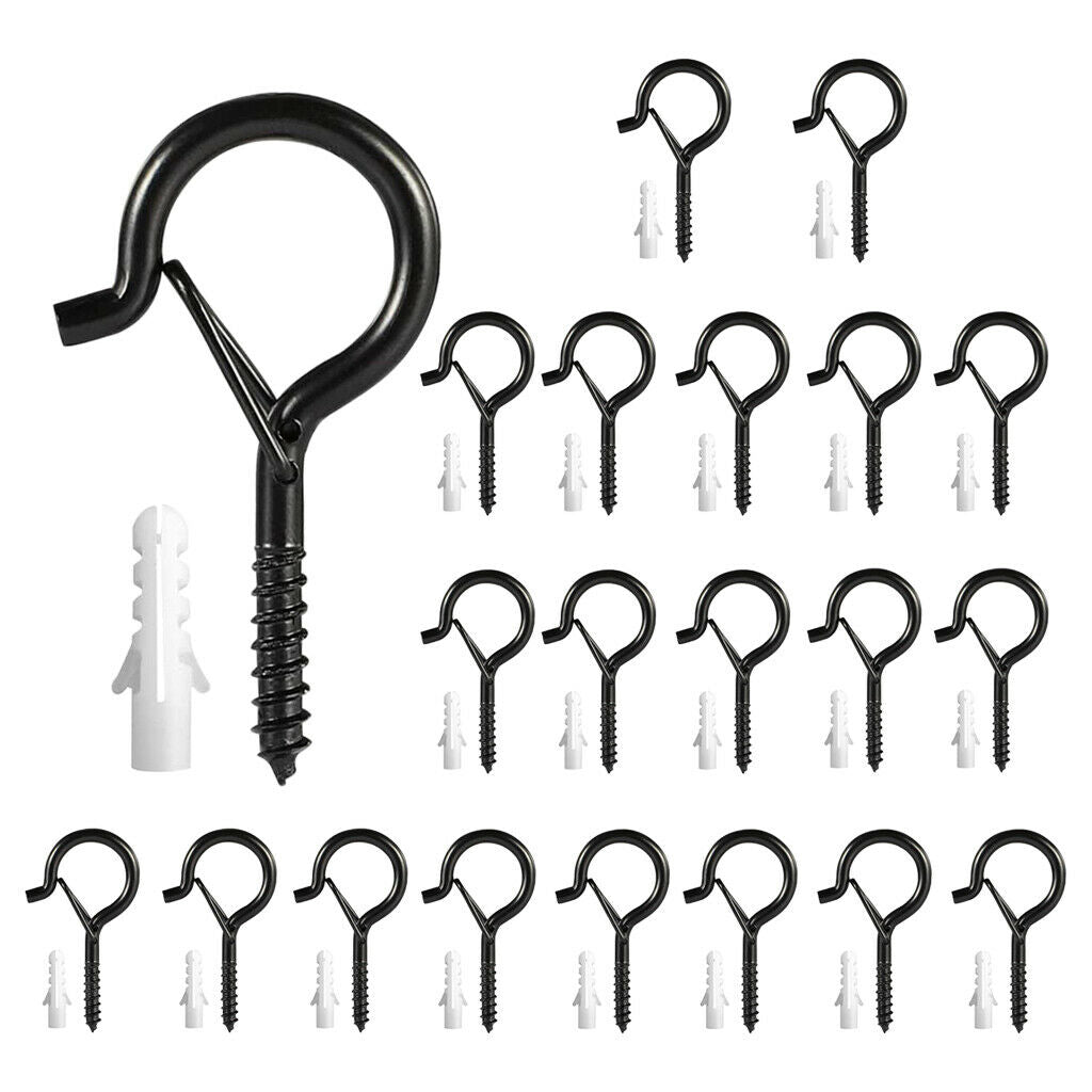 Pack of 20 Screw Hooks Screw-in Safety Buckle Design Hanging Practical Tools