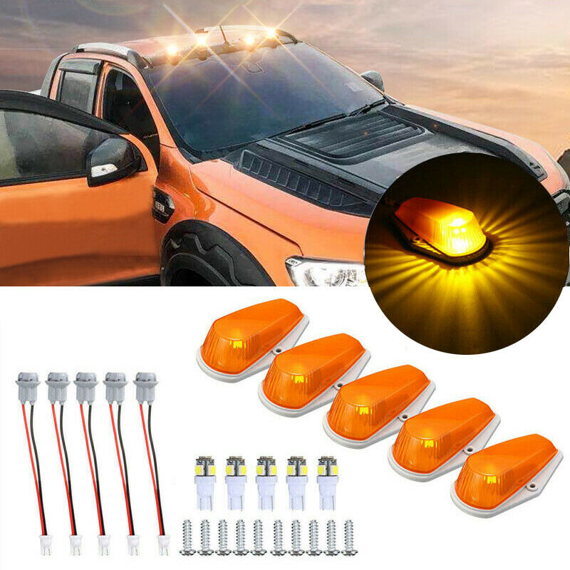 For 80-97 Ford F-150/250/350 Super Duty Amber Cab Marker Lights+194 5-5050 LEDs