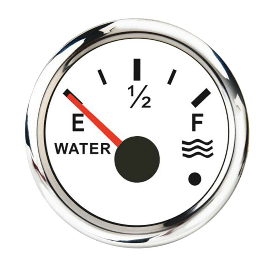 Marine Boat Water Tank Level Gauge 240-33ohms 12/24V 52mm 2” White/Chromed
