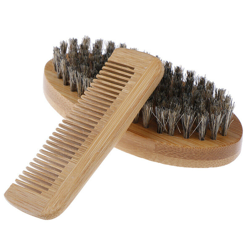Mustache Care Wood Beard Comb Facial Shaving Boar Bristle Brush Beard Groo.l8