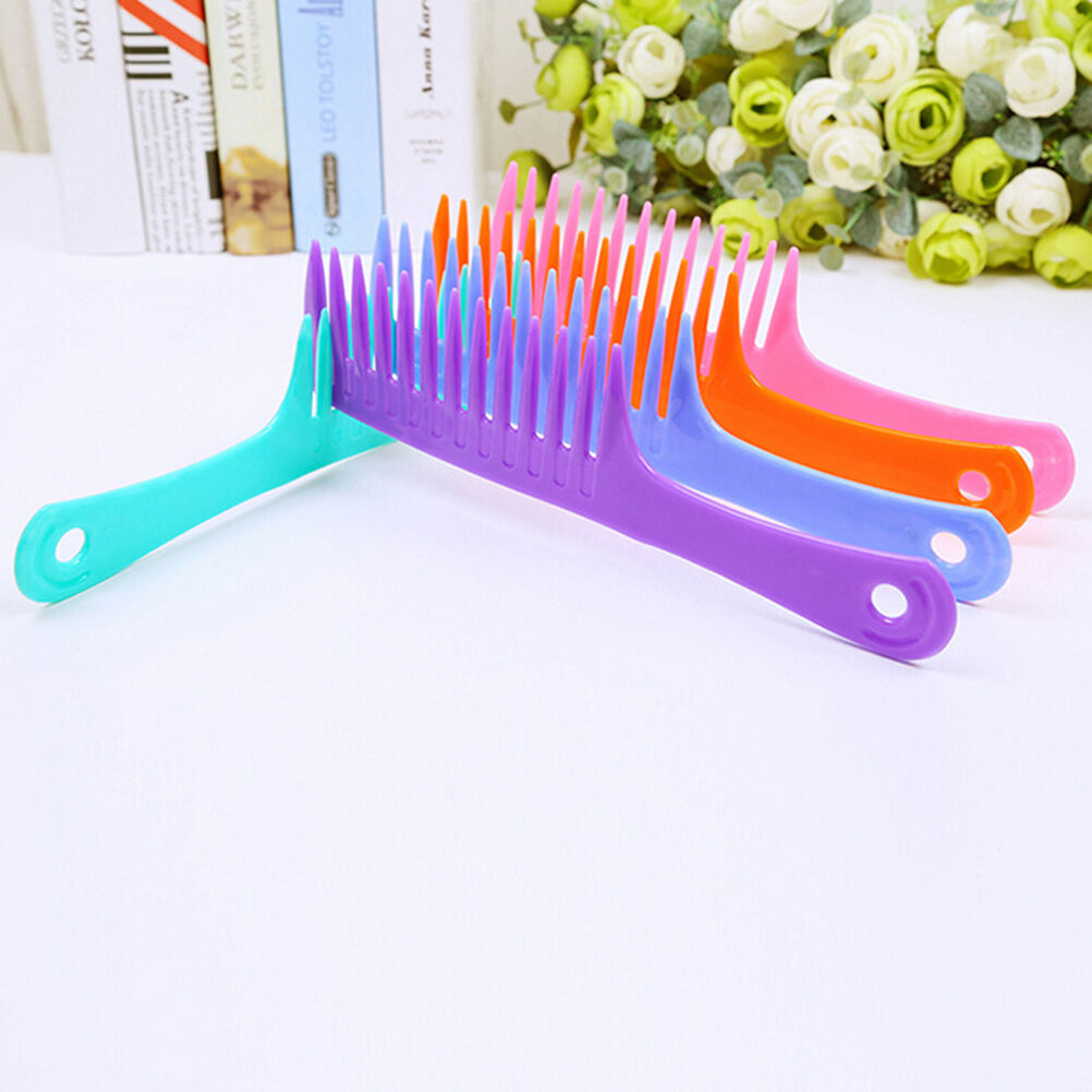 Hairdressing Salon Plastic anti-static handle wide Tooth Hair Comb Detangling、DD