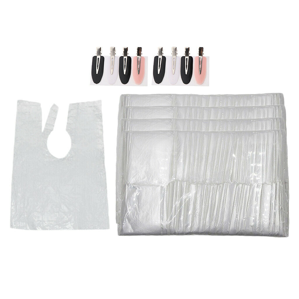 400x Disposable Hair Cutting Capes Gowns Salon Barber Styling Apron w/Hair Clip