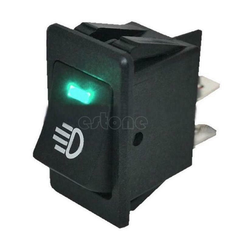 12V Vehicle Car Boat Fog Light LED Rocker Switch Dash Dashboard Green 4 Pin New