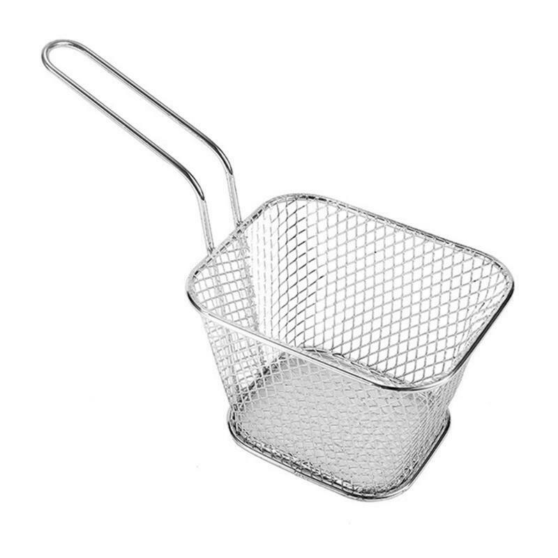 Professional Rectangular Stainless Steel French Fries Basket Small Individual