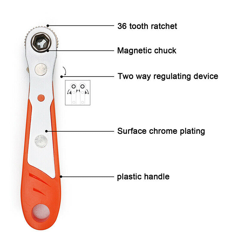 1pc Mini portable Screwdriver Ratchet Handle Adjustable 1/4 inch Hex Drive Bits