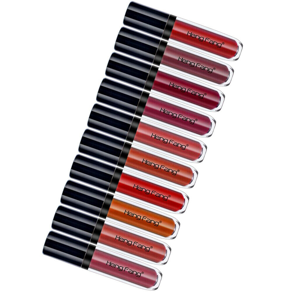 10 Pieces Matte Velvet Liquid Lipstick Waterproof Natural Gloss Lip Full Set