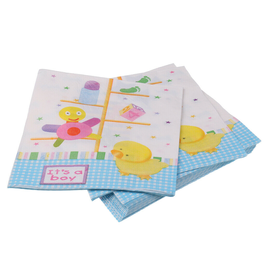 20pcs Disposable Paper Baby Duck Bottle Napkins Party Baby Shower Tableware