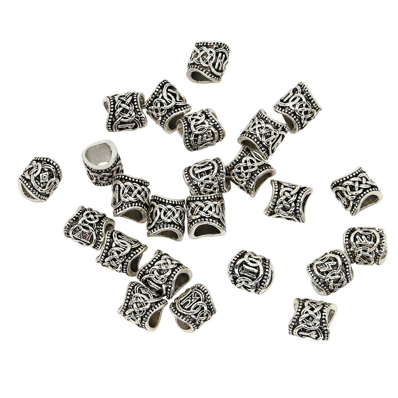 Viking Beard Beads Rings Luhn Runes Pendant Hair Jewelry Bead