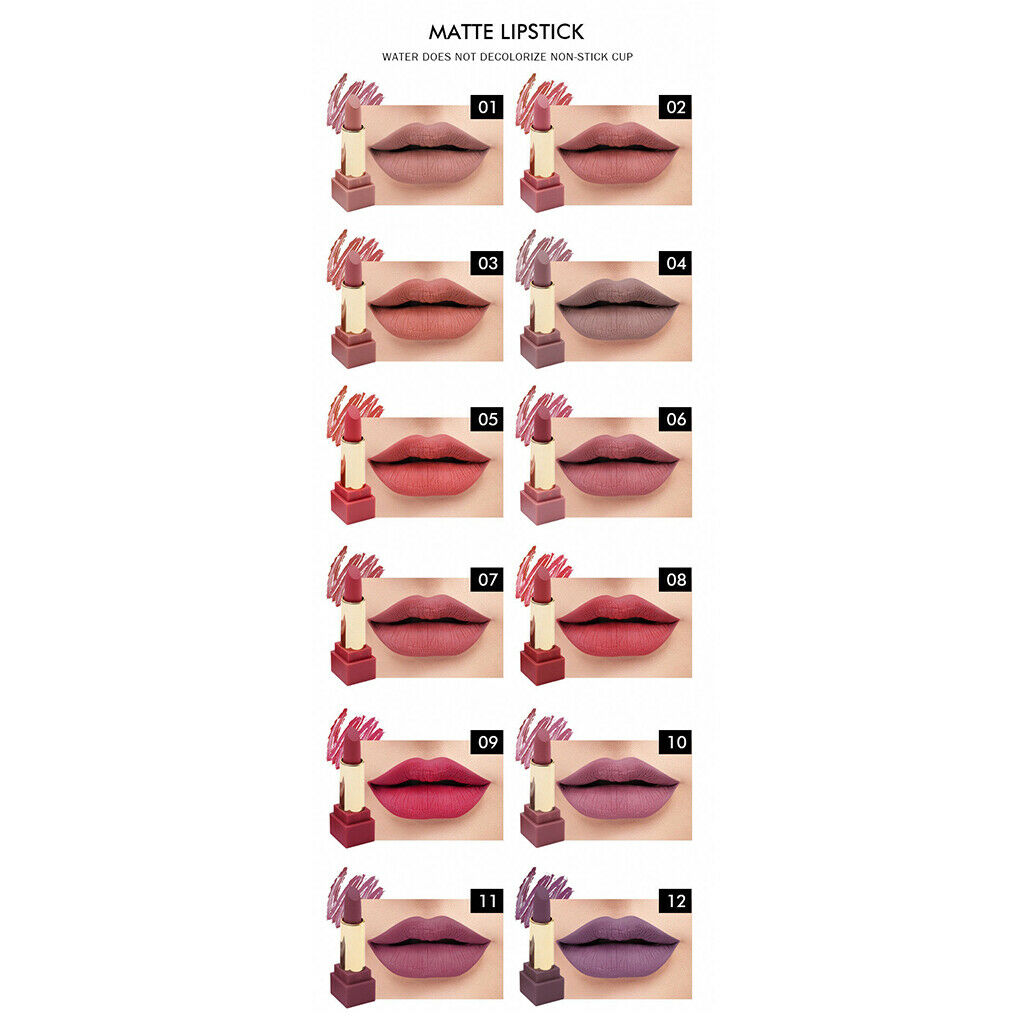 12 Pack Women's Lipsticks Waterproof Red Pink Lip Stick Balm Christmas Gift