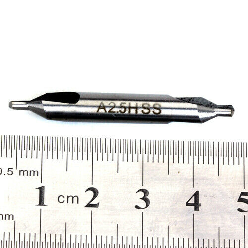 10Pcs HSS Combined Center Drill Bits 2.5mm Dia. Countersink Kit Lathe 60°