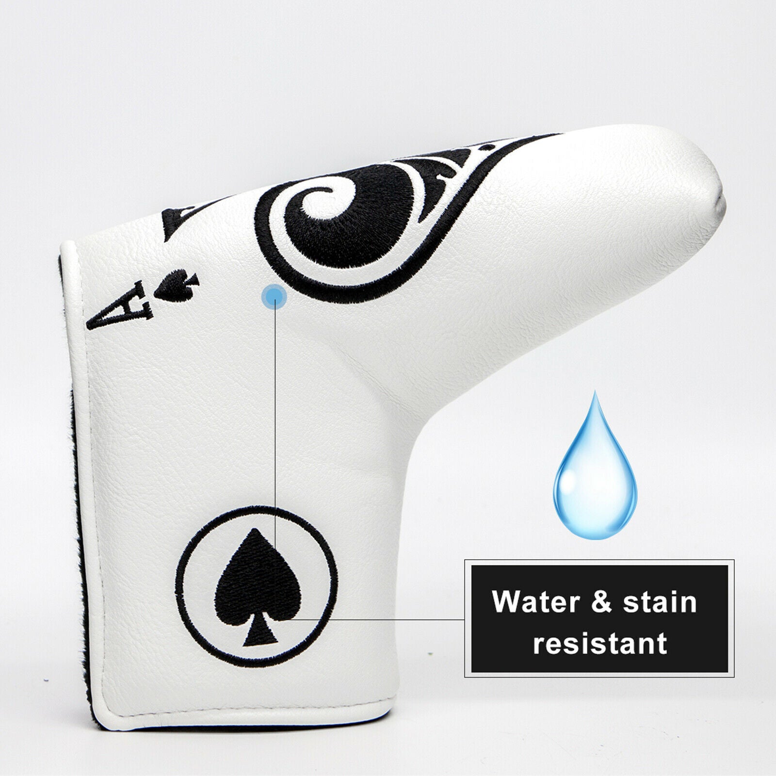 Golf Putter Blade Head Cover w/Bird Embroidery &Closure Waterproof Headcover