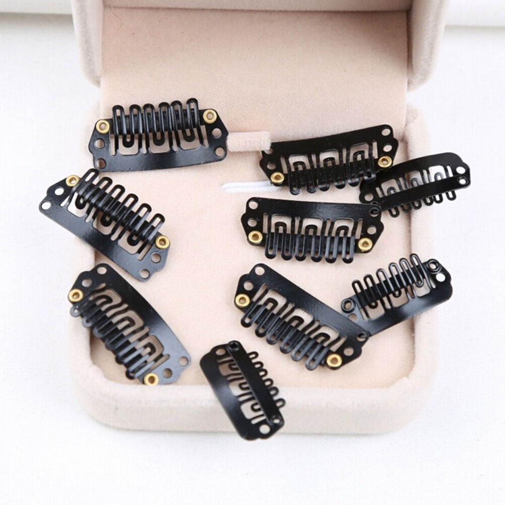 50X28mm Black U Shape Snap Metal Clips For Hair Extensions Weft Clip-on W.l8