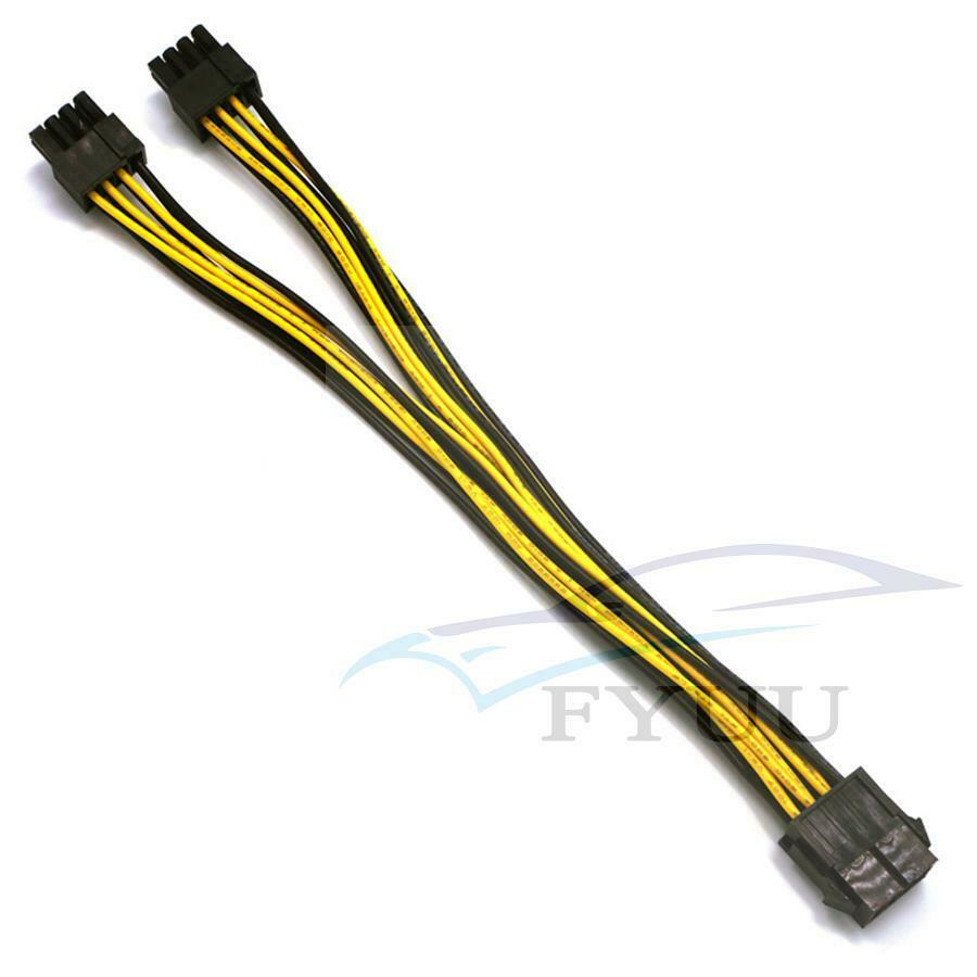 10X PCI-E 8p Female to 2Port Dual 8pin 6+2p Male GPU Video Card Power Cable 22cm