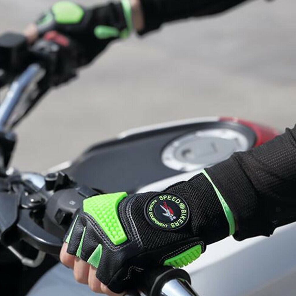 Green Half Finger Gloves for Motorcycle Bicycle Riding Cycling Sports XL