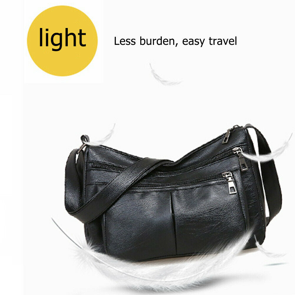 Fashion Women Shoulder Messenger Bag Leather Soft Zipper Crossbody Handbag @