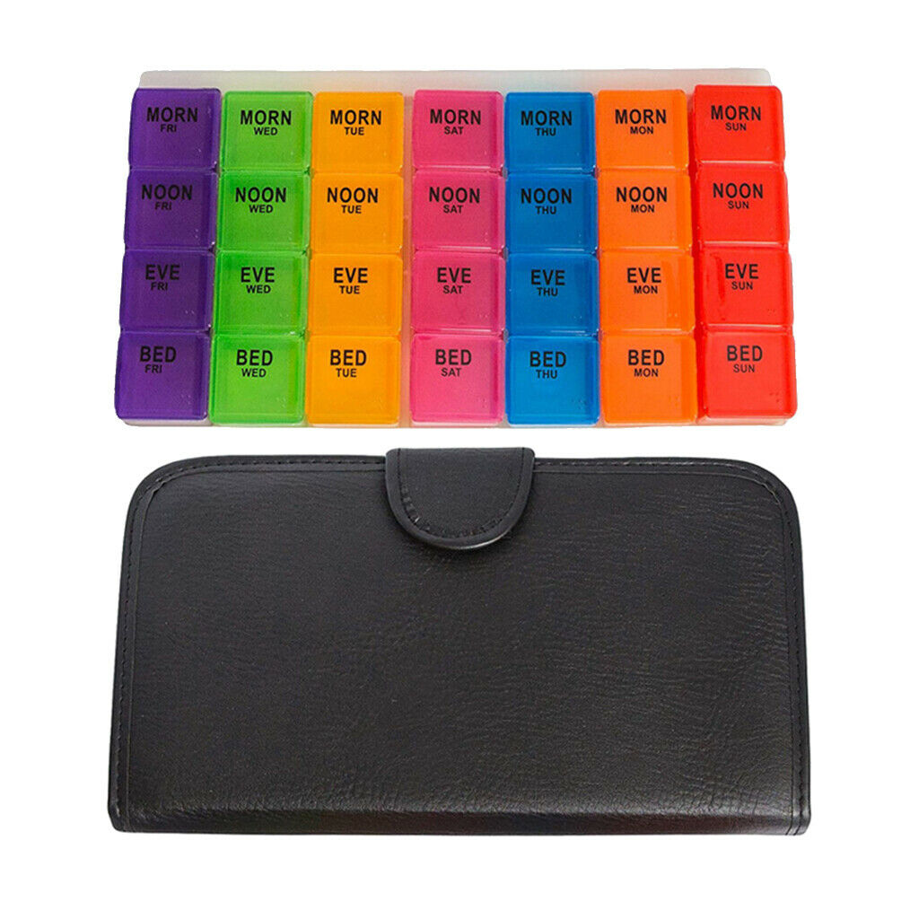 Weekly Travel Case Multicolor Plastic Moisture-Resistant Leather Pill Box