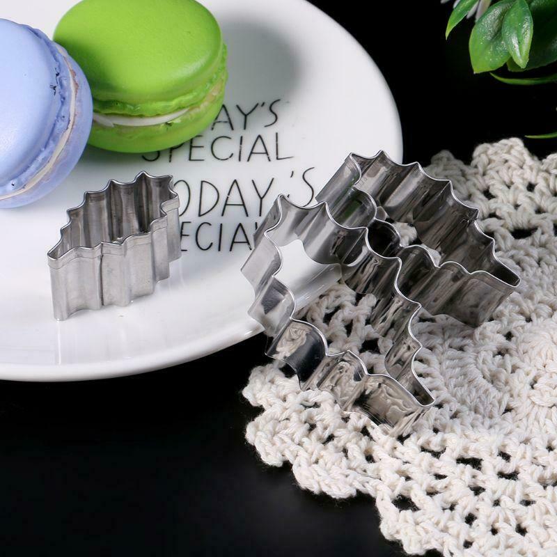 3pcs Stainless Steel Holly Leaf Cookie Cutter Christmas Biscuit Mould Mold DIY