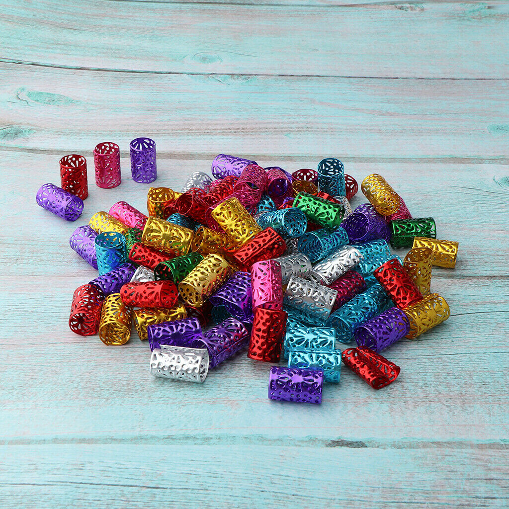100x Hair Cuffs Aluminum Dreadlock Beads Bulk DIY Hairstyle Braids Ponytail