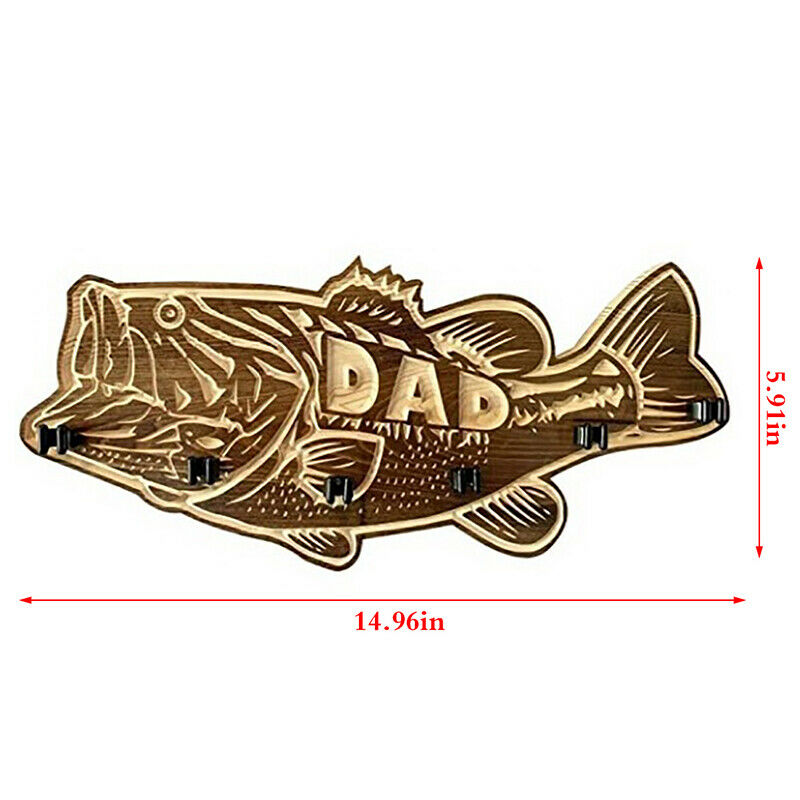 1Pcs Fishing Rod Holder Gifts For Dad Wood Large Mouth Bass Wooden FishingO Tt