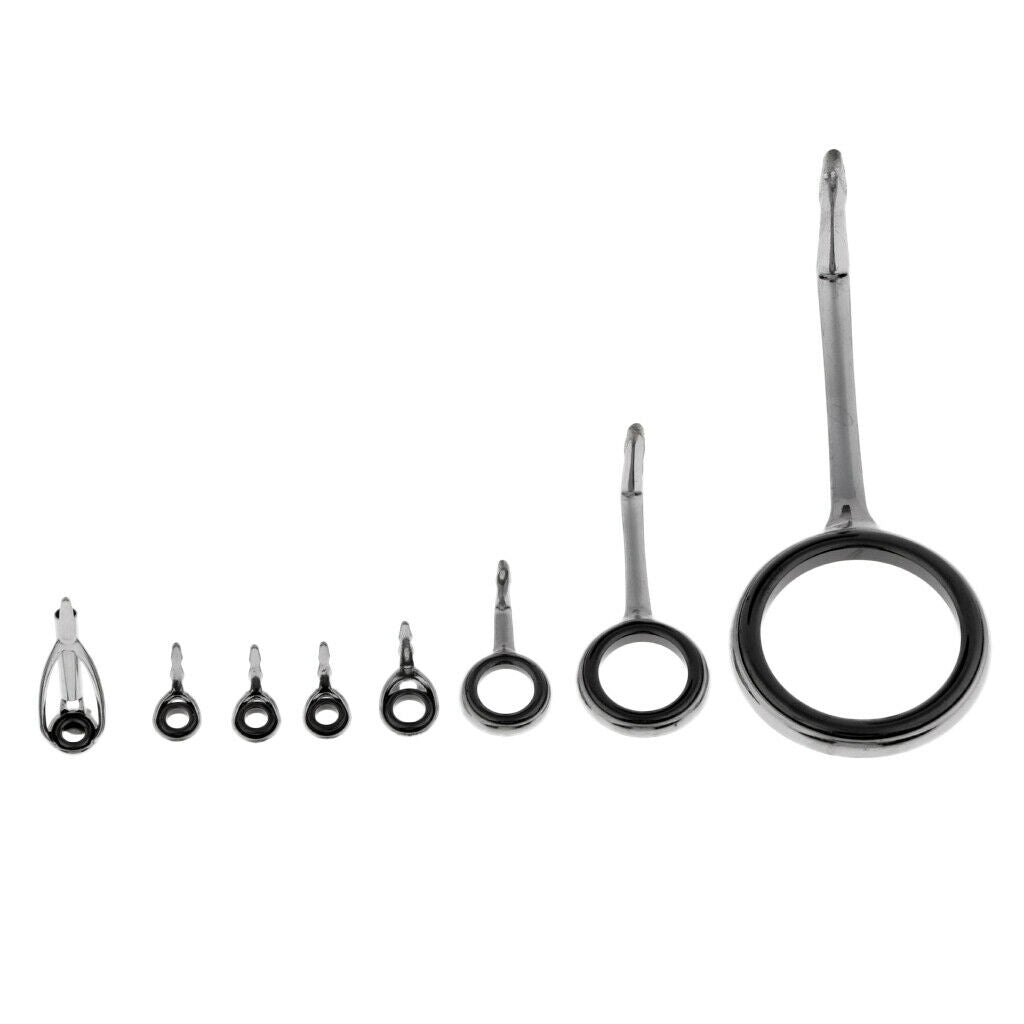 8x Fishing Rod Guide Rings Rod Fishing Rod Eyes Mixed Size Beachcaster
