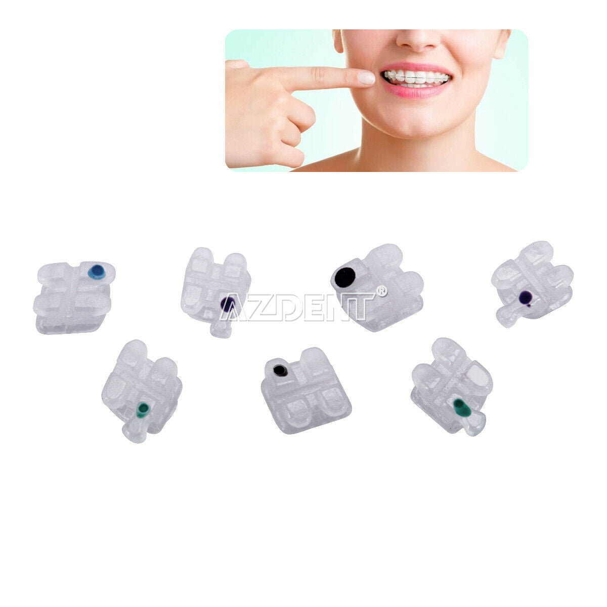 5 Box AZDENT Dental Orthodontic Bracket Ceramic Braces Roth 022 345 with Hooks