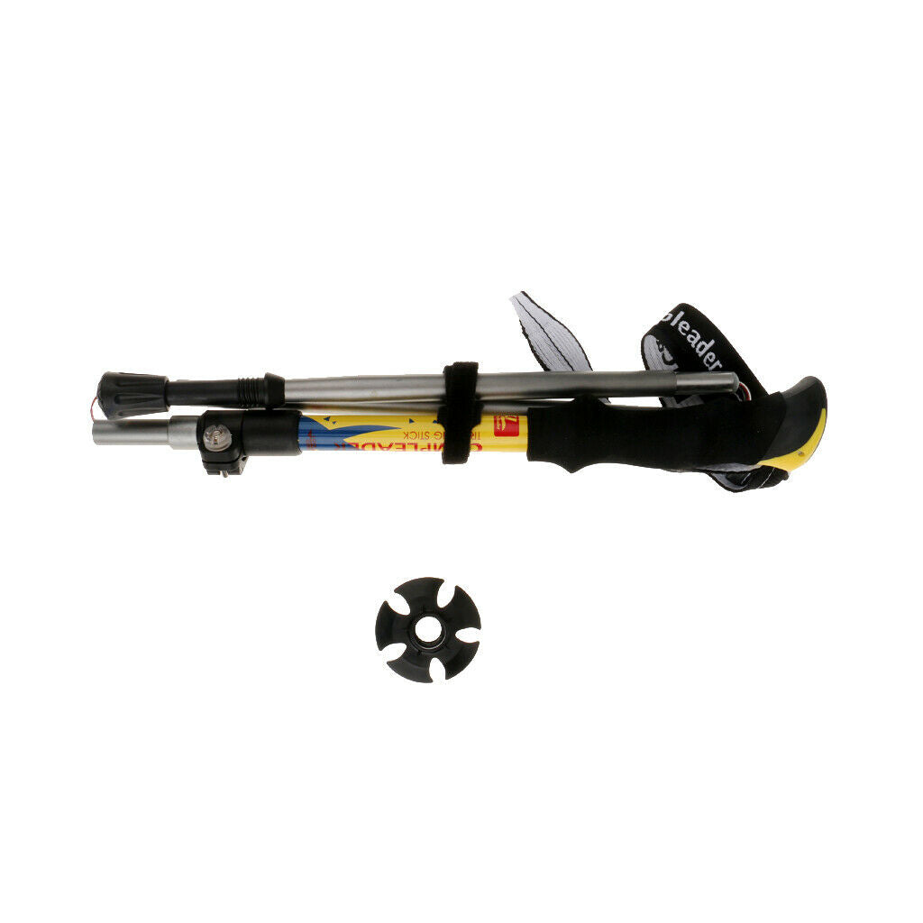 Hiking Stick Trekking Pole Anti-Shock Cane Alpenstock Adjustable Yellow