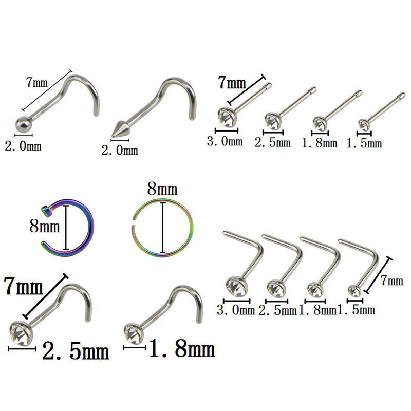 22x Stainless Steel Hinged Segment Nose Hoop Ring Bone Studs Body Piercin.l8