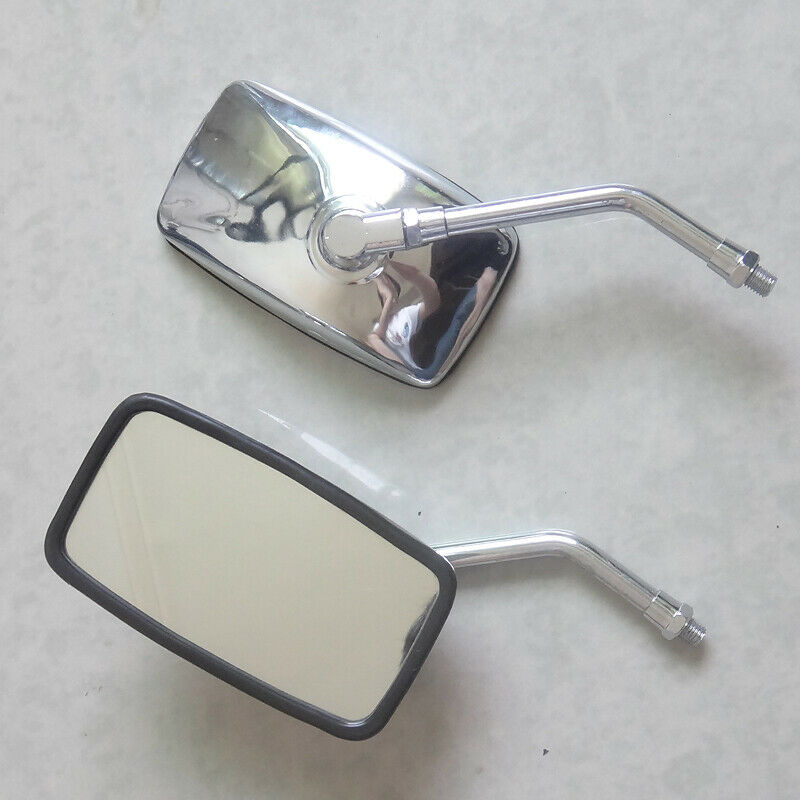 Universal 2X Motorcycle ATV Bike Rectangular Rearview Side Mirrors Aluminum Stem