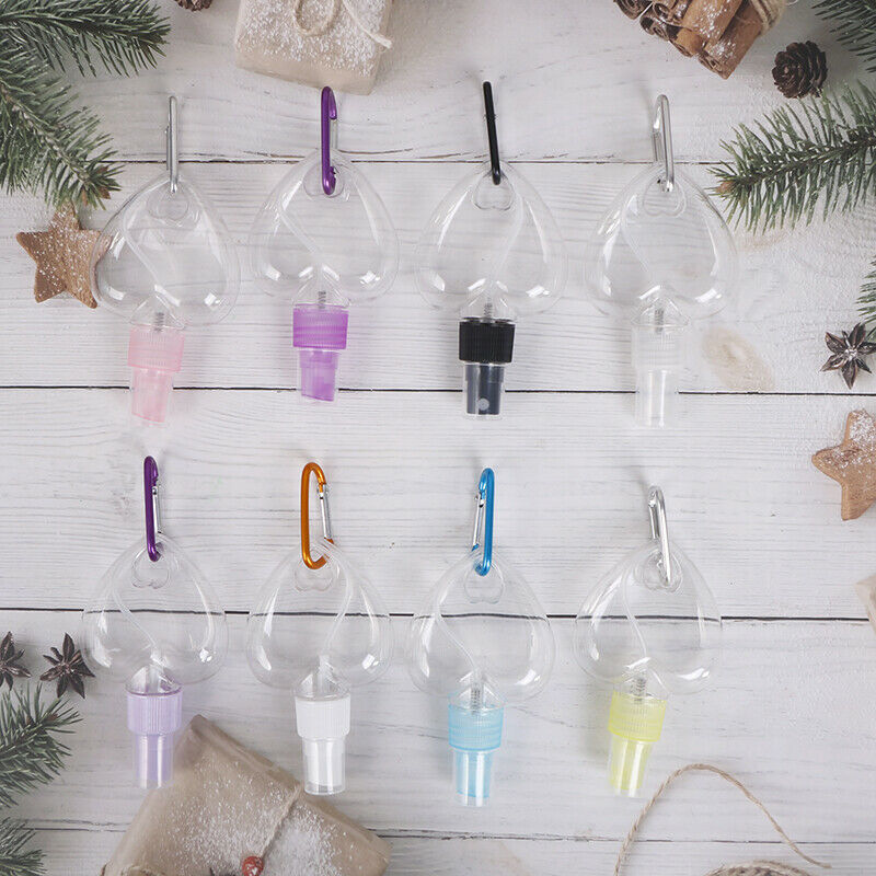 1Pcs 50ML Plastic Loving Heart Spray Bottle Carabiner Hook Bottle Travel Carr^DD
