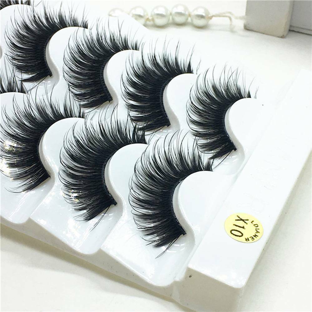5Pairs 100% Real Mink Makeup Cross False Eyelashes Eye Lashes Handmade Thick US