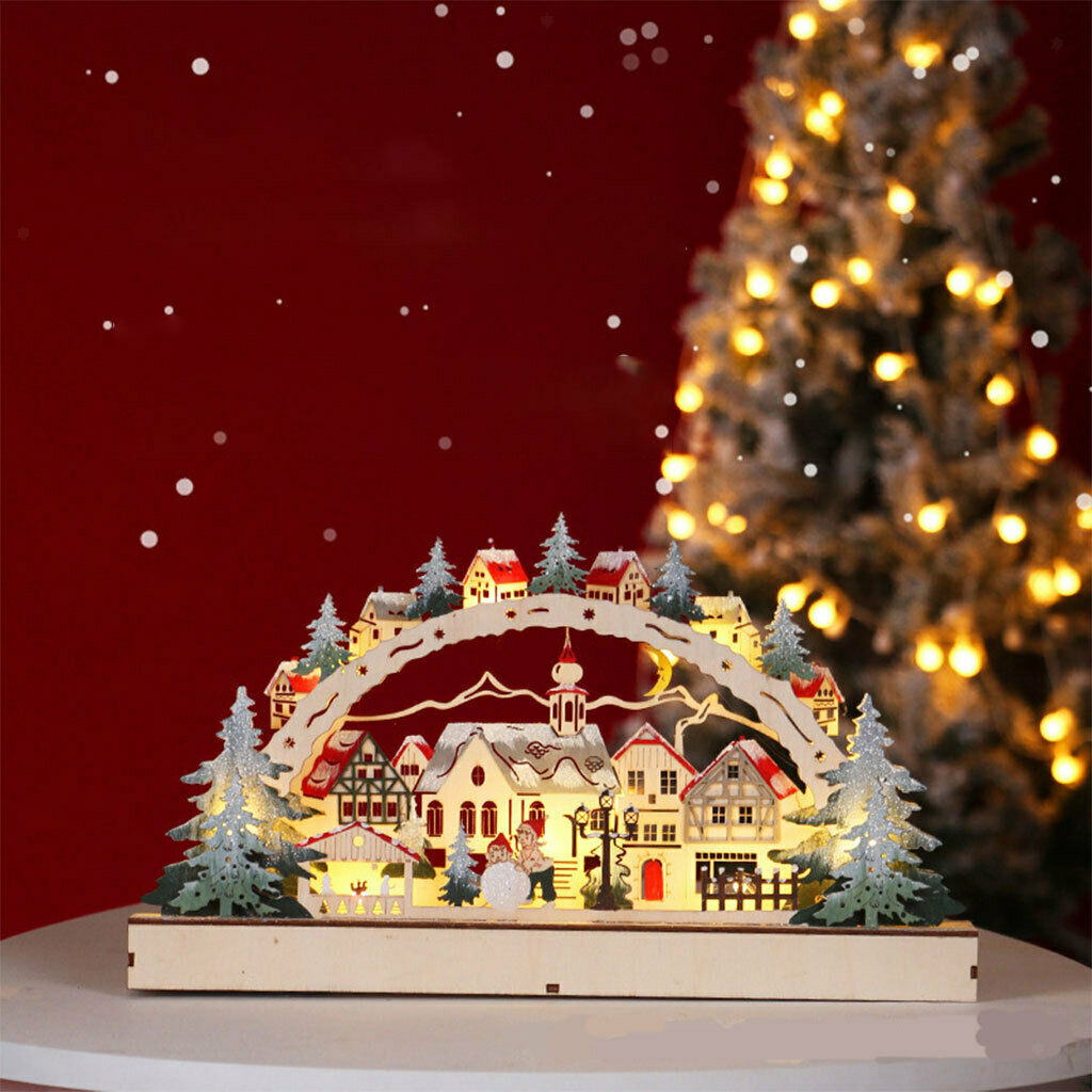 Mini Christmas LED Bridge Light and Music Village Farmhouse Xmas Table Decor