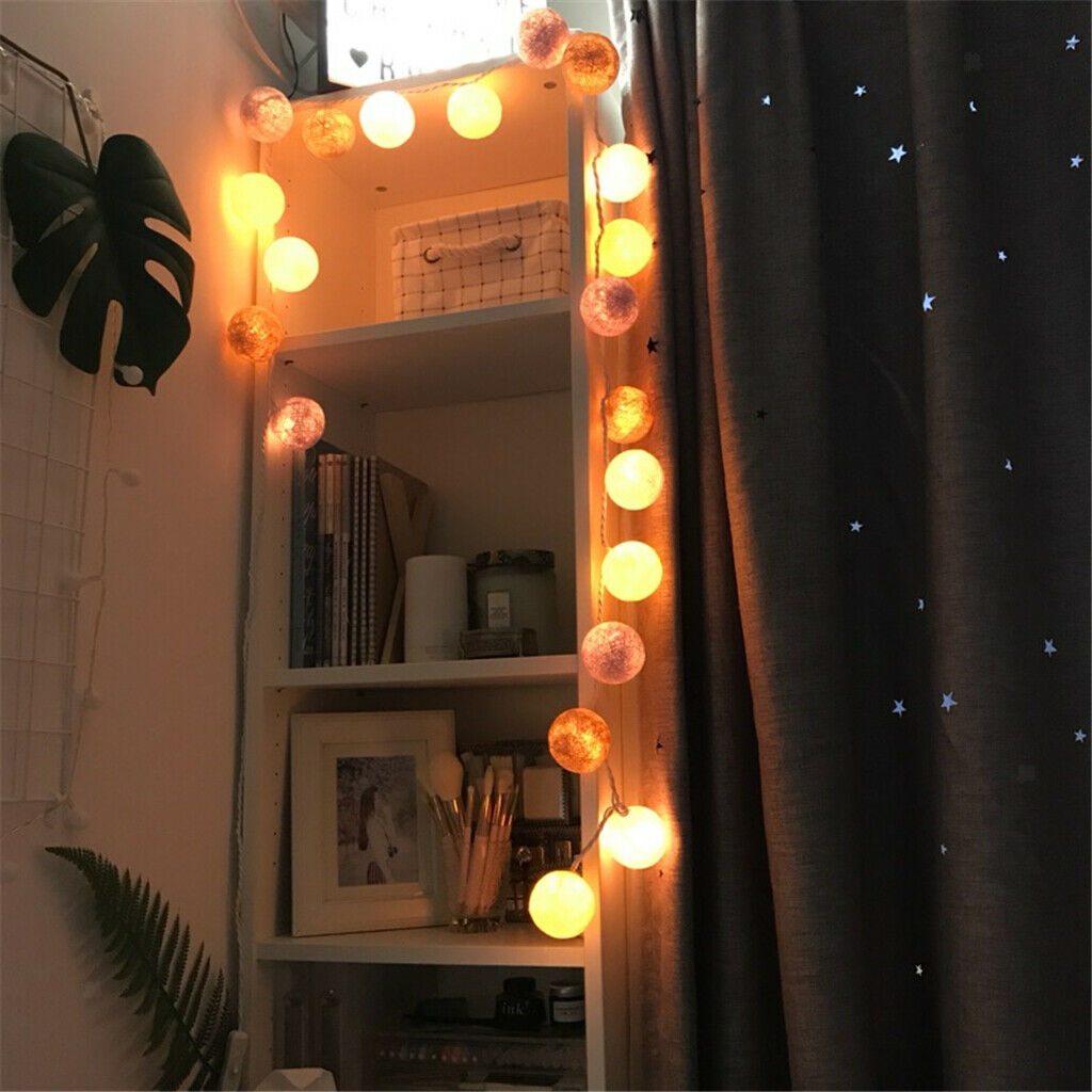 20-LED Cotton Ball Mix Fairy String Light Xmas Party Light Battery Operated