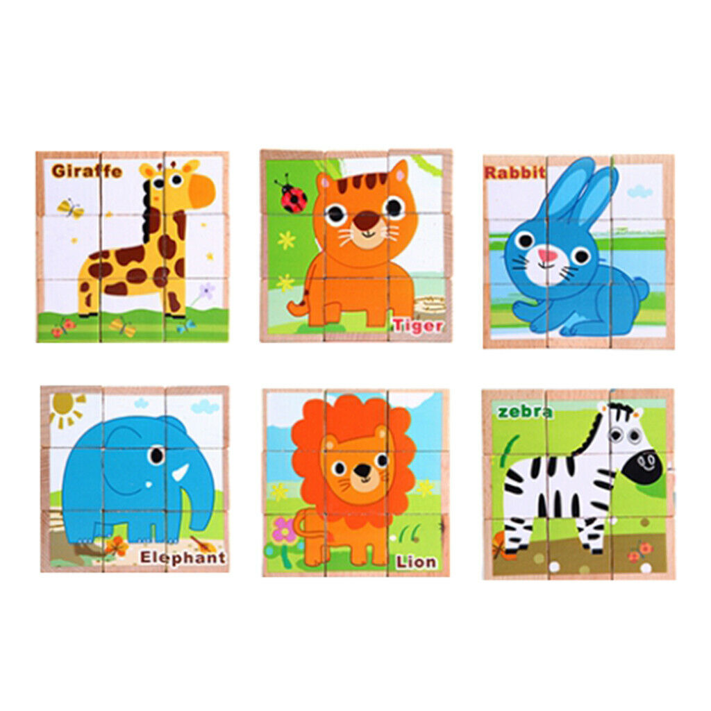 Wooden Early Education Baby Gift 3-D Six Area Jigsaw Puzzle Forest Animals
